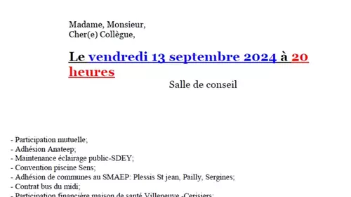 Conseil municipal du 13 septembre 2024